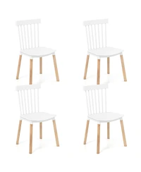 Gymax Set of 4 Windsor Dining Chairs w/ Spindle Backs & Curved Seats