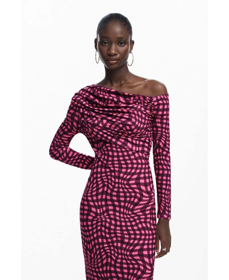 Desigual Women's Psychedelic checkered dress