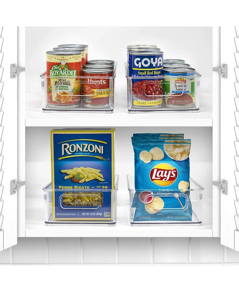 Sorbus 4 Pack Medium Stackable Clear Storage Bins with Handles- for Kitchen Pantry, Freezer & Fridge Organization