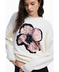 Desigual Women's Contrast flower sweater