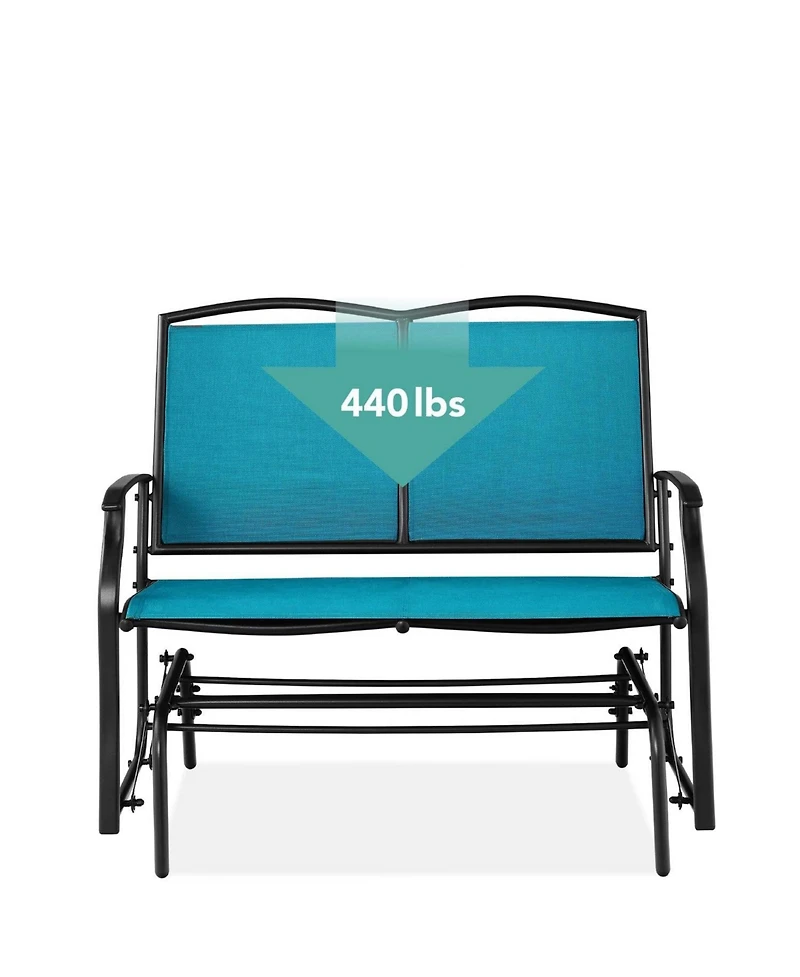 Slickblue 2 Seat Mesh Patio Loveseat Swing Glider Rocker with Armrests