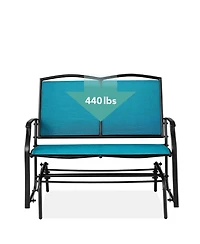 Slickblue 2 Seat Mesh Patio Loveseat Swing Glider Rocker with Armrests