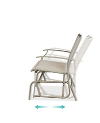 Slickblue 2 Seat Mesh Patio Loveseat Swing Glider Rocker with Armrests