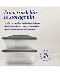 Homz 41 Quart Stackable Plastic Storage Containers with Snap-Close Lid, (2 Pack)