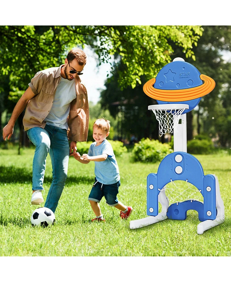Gymax 3 in 1 Kids Basketball Hoop Set Adjustable Sports Activity Center w/ Balls