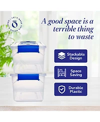 Homz 7.5 Quart Secure Latching Clear Plastic Stackable Storage Container, 5 Pack