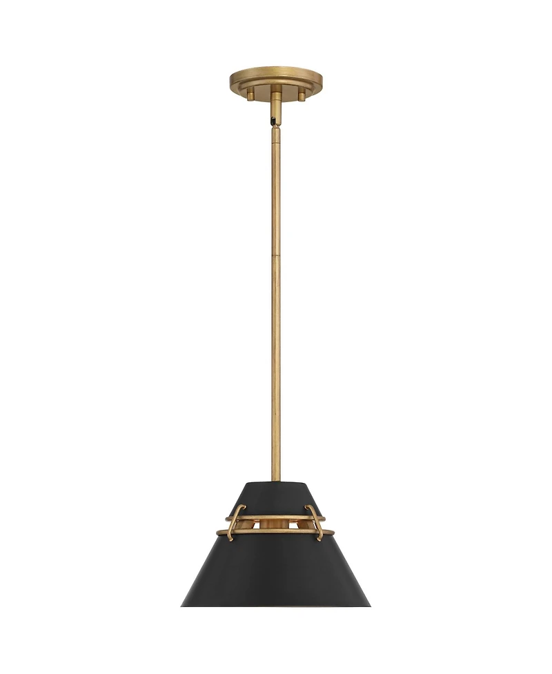 Possini Euro Design Curry 10" Modern Industrial Pendant Ceiling Light Fixture Dining Room Over Table Kitchen Island Foyer Hanging Black Gold Finish Me