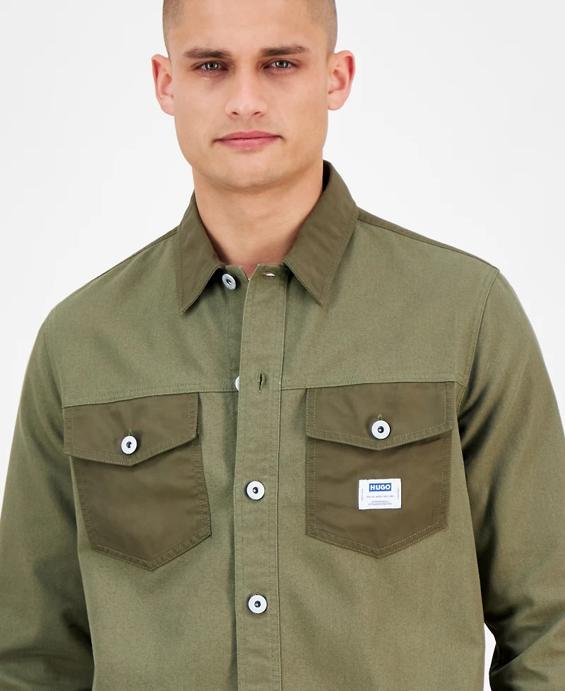 Hugo by Boss Men's Ebrido Relaxed Fit Long Sleeve Button-Front Overshirt