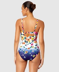 Anne Cole Women's Floral-Print Draped Underwire One-Piece Swimsuit