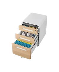 3 Drawer Mobile File Cabinet Under Desk Office Versatile Storage for Legal/Letter/A4 Files, 5 Wheel Design Anti-Tilting