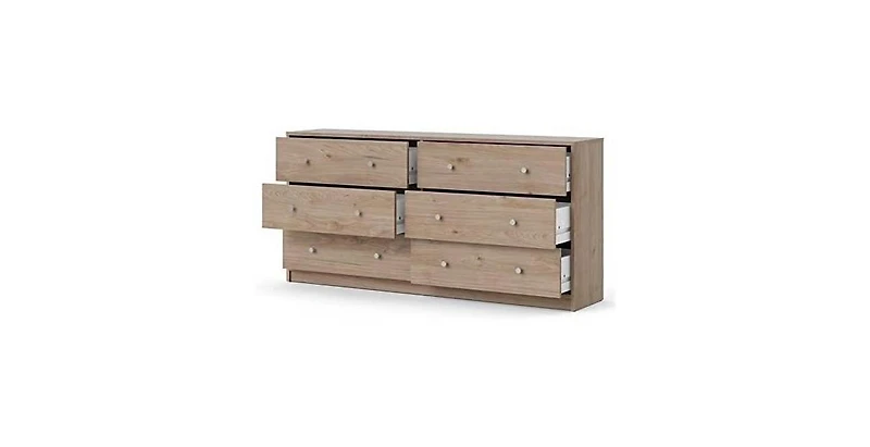 Slickblue Farmhouse Contemporary 6-Drawer Double Dresser for Bedroom Storage and Rustic Style