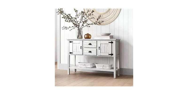 Rustic Farmhouse Console Table – Sofa Table with Drawers for Living Room or Entryway Storage and Decor