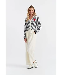 Chinti & Parker Women's Pure Merino Heart Breton Cardigan