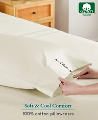 Standard 100% Cotton 500 Thread Count Pillowcases, Queen and Size, Soft Silky, Cool Smooth by California Design Den