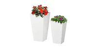Slickblue Set of 2 Modern Lightweight Outdoor Patio Flower Pot Tall Planter Box