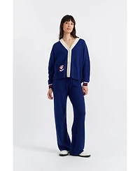 Chinti & Parker Women's Snoopy Nautical Wide Leg Wool Cashmere Pants