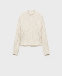 Mango Women's Perkins Neck Braided Sweater