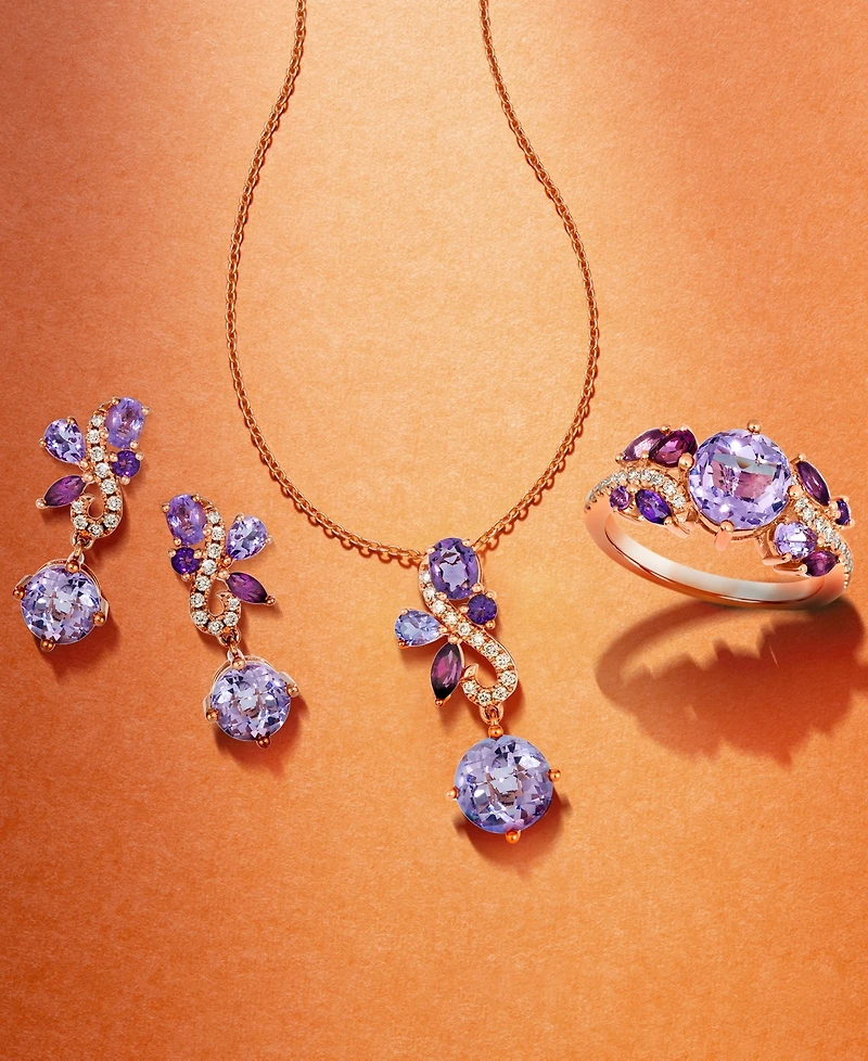 Le Vian Multi-Gemstone (2-3/8 ct. t.w.) & Nude Diamond (1/8 ct. t.w.) Swirl Drop Earrings in 14k Rose Gold