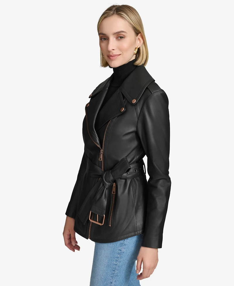 Andrew Marc Black Label Women's Delphine Belted Leather Jacket