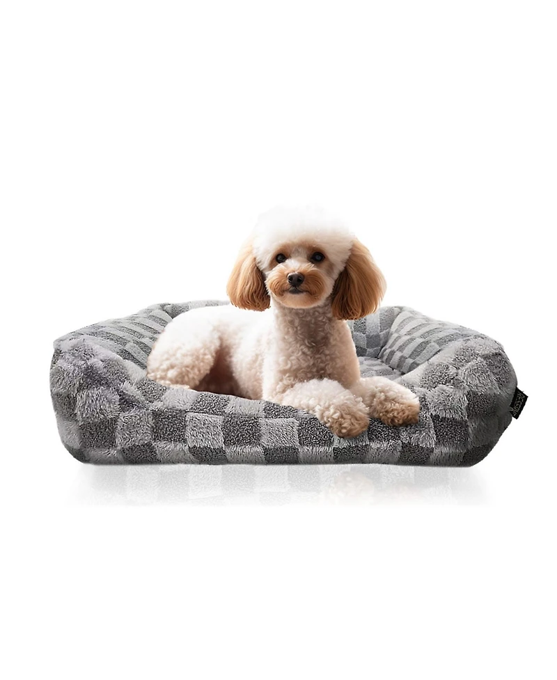 Reserve Checkered Cuddler, Ultra-Soft & Elegant Pet Bed for Dogs & Cats, Designed for Comfort and Durability