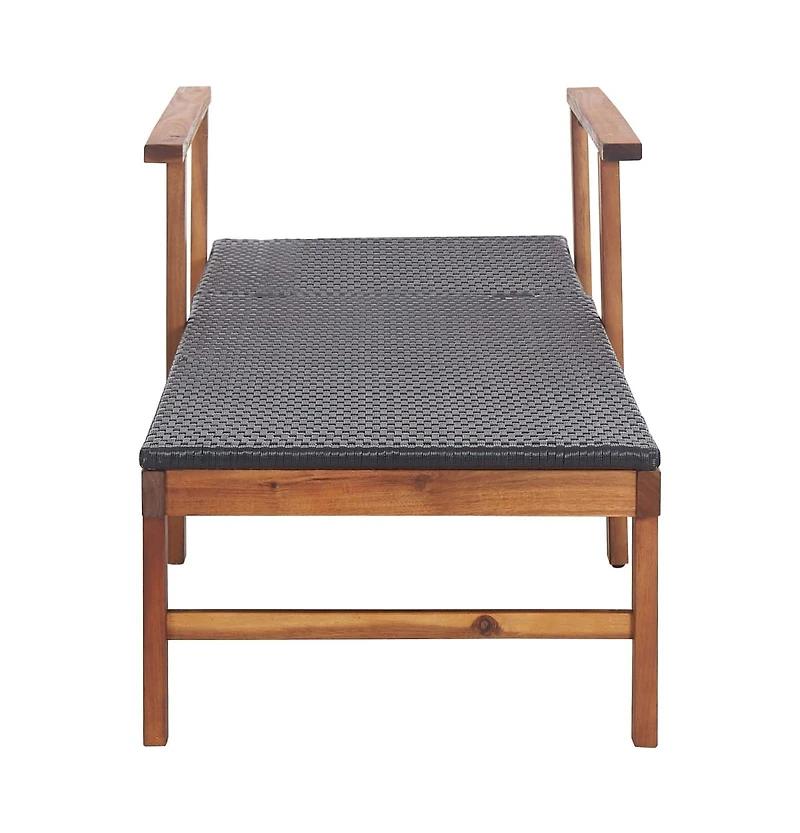 vidaXL Sun Lounger Poly Rattan and Solid Acacia Wood Black
