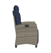 vidaXL Reclining Patio Chair with Footrest Gray Poly Rattan