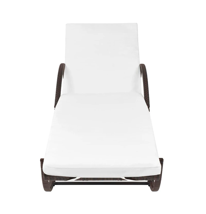 vidaXL Sun Lounger with Cushion & Table Poly Rattan Brown