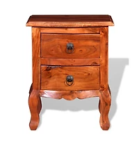 vidaXL Nightstand with Drawers Solid Acacia Wood