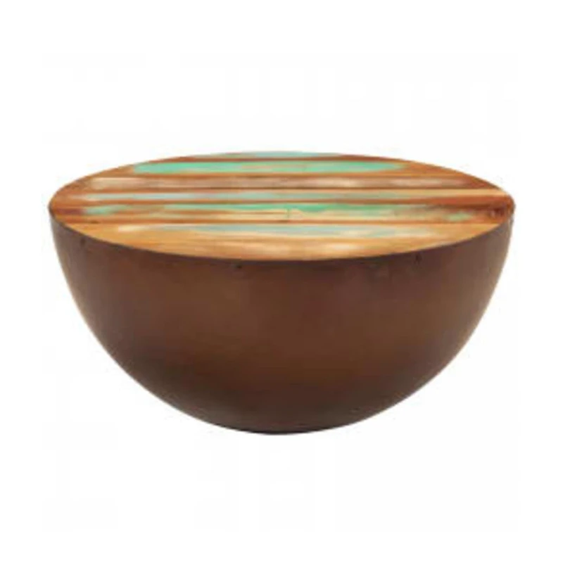 vidaXL Coffee Table Bowl-shaped with Steel Base Solid Reclaimed Wood