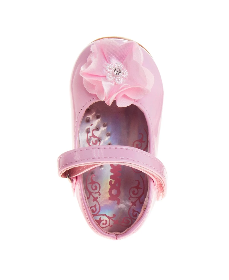 Josmo Infant Girls Hook and Loop Flowery Dress Shoes
