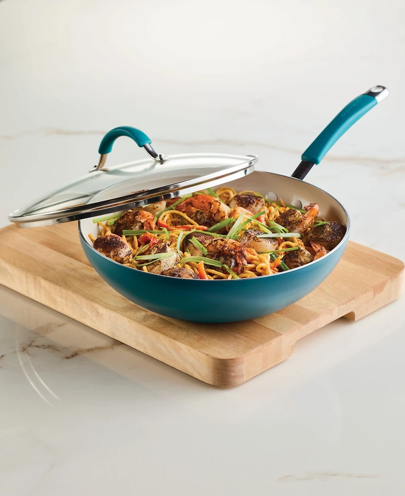 Rachael Ray Cucina Ceramic Nonstick 11" Stir Fry Pan with Lid