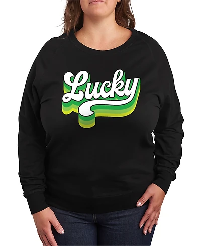 Hybrid Apparel Plus St. Patrick's Day Retro Lucky Graphic Crew Neck Top
