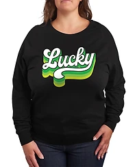 Hybrid Apparel Plus St. Patrick's Day Retro Lucky Graphic Crew Neck Top