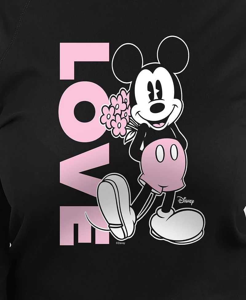 Hybrid Apparel Plus Disney Mickey Valentines Day Love Graphic Crew Neck Top