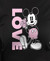 Hybrid Apparel Plus Disney Mickey Valentines Day Love Graphic Crew Neck Top
