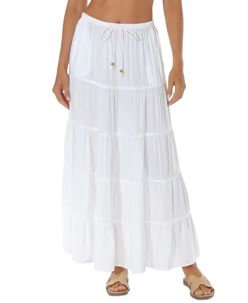 Raviya Women's Draw-Waist Tiered Skirt Cover-Up