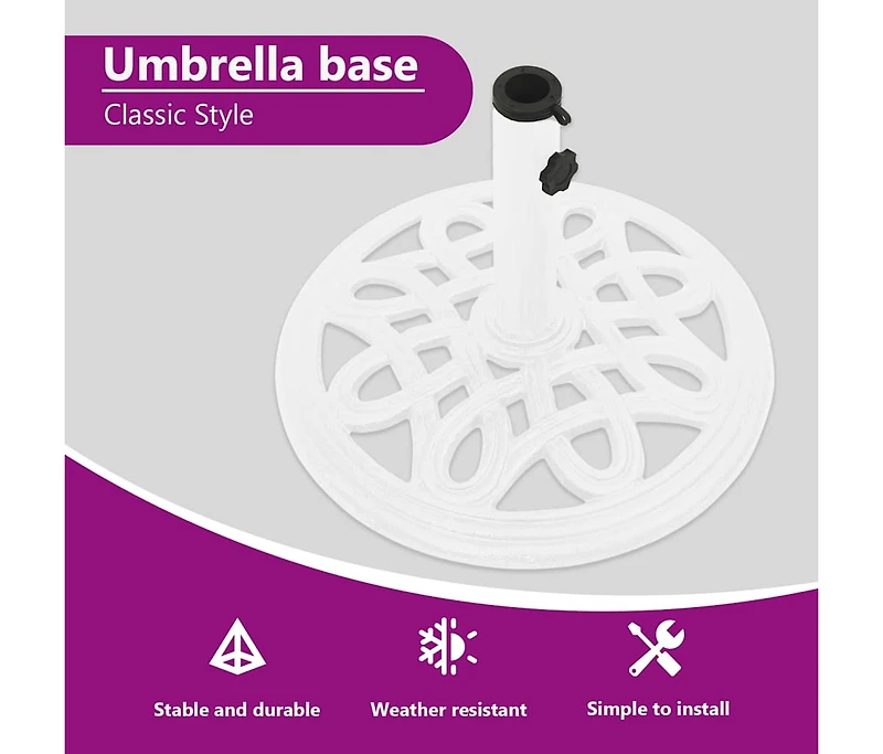 Umbrella Base White 15.7"x15.7"x12.6" Cast Iron