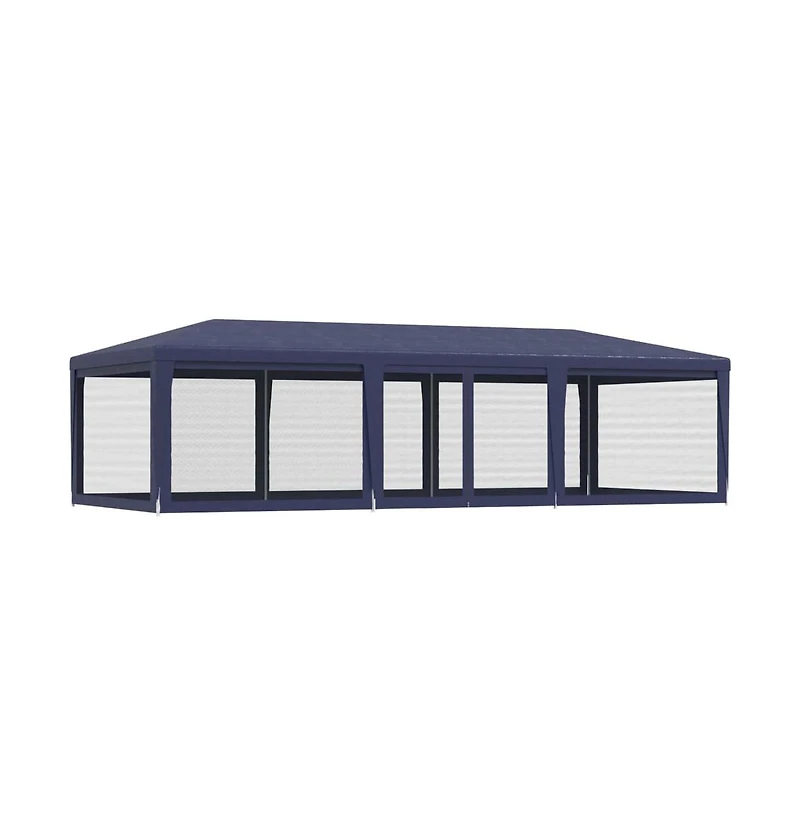 Party Tent with 8 Mesh Sidewalls Blue 29.5'x13.1' Hdpe