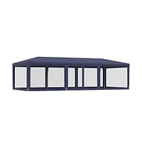 Party Tent with 8 Mesh Sidewalls Blue 29.5'x13.1' Hdpe