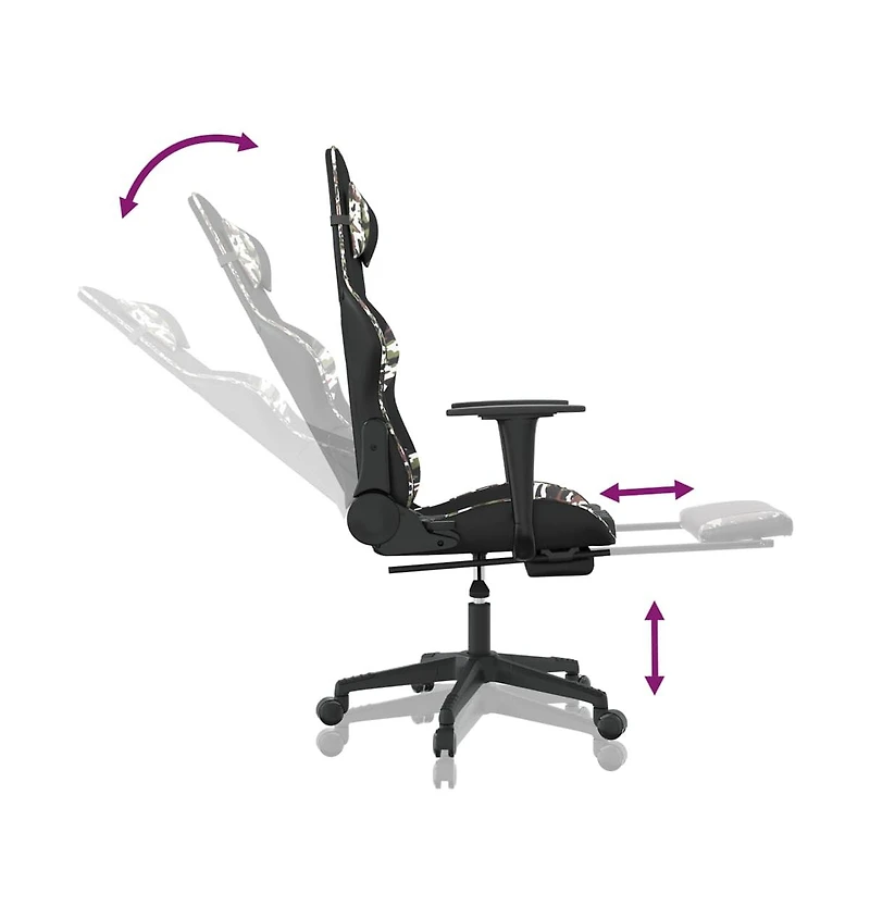 vidaXL Gaming Chair with Footrest Black and Camouflage Faux Leather