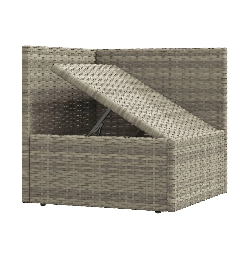 vidaXL 4 Piece Patio Lounge Set with Cushions Gray Poly Rattan