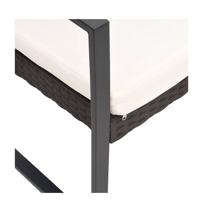 vidaXL 2-Seater Patio Bench with Cushions Brown Pp Rattan
