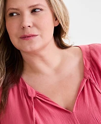 Style & Co Plus Printed 3/4-Sleeve Top, Exclusively at Macy's