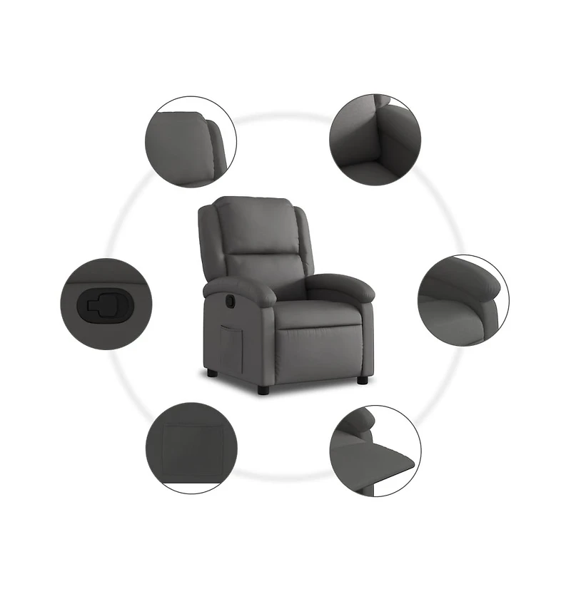 vidaXL Recliner Chair Gray Real Leather