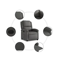 vidaXL Recliner Chair Gray Real Leather