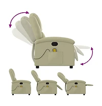 vidaXL Massage Recliner Chair Cream Real Leather