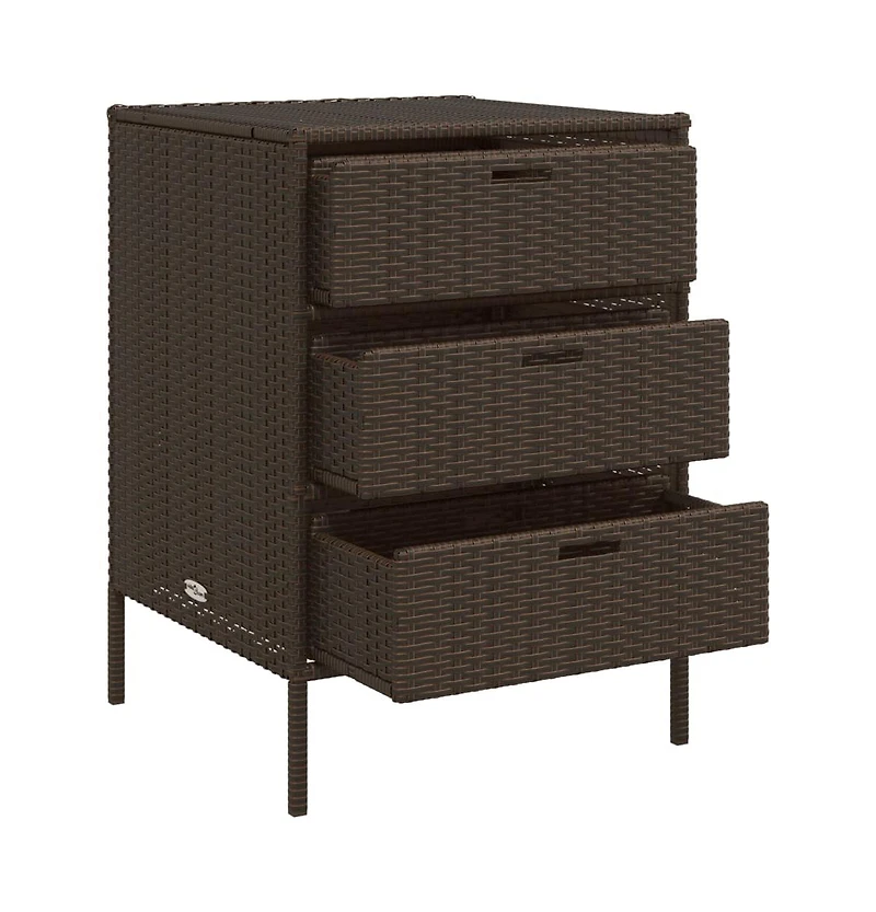 vidaXL Patio Storage Cabinet Brown 21.7"x23.2"x31.5" Poly Rattan