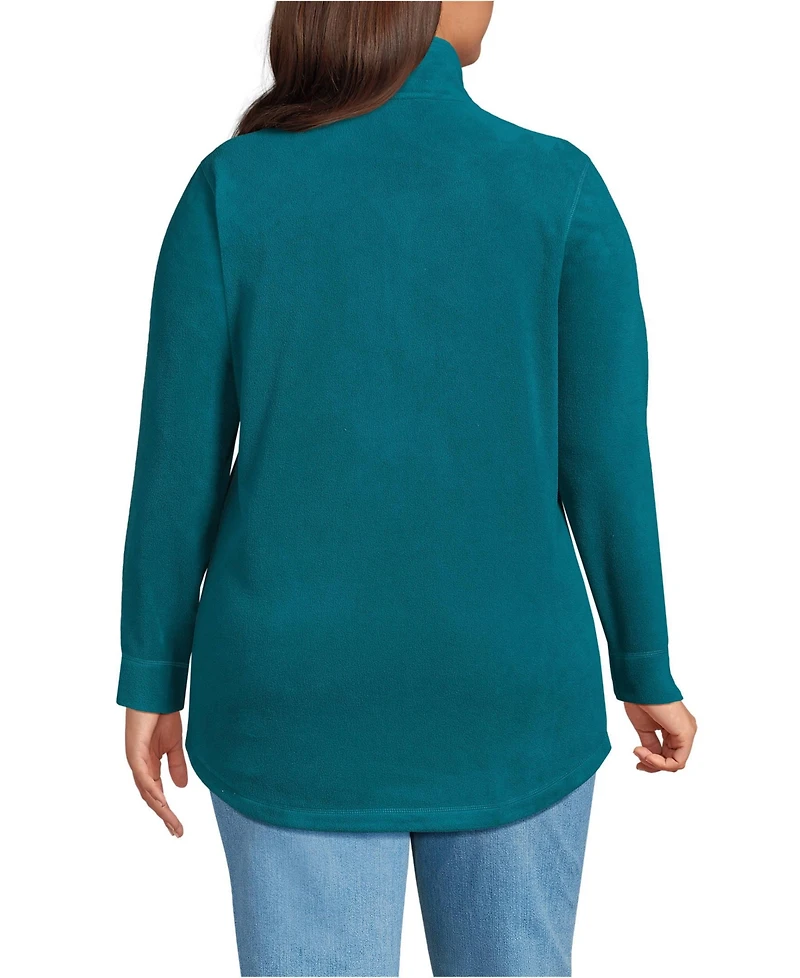 Lands' End Plus Anyweather Quarter Zip Fleece Tunic Pullover