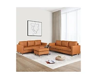 gaomon 85" Leather Couch for Living Room, Modern Sofa Couches with Padded backrest, Upholstered Sofa with Armrests and Comfy Cushions, Deep Seat Sofas