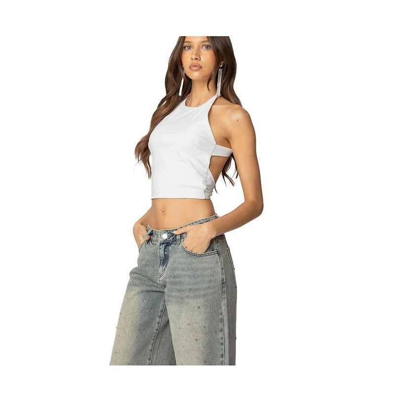 Edikted Womens Caity Backless High Neck Top
